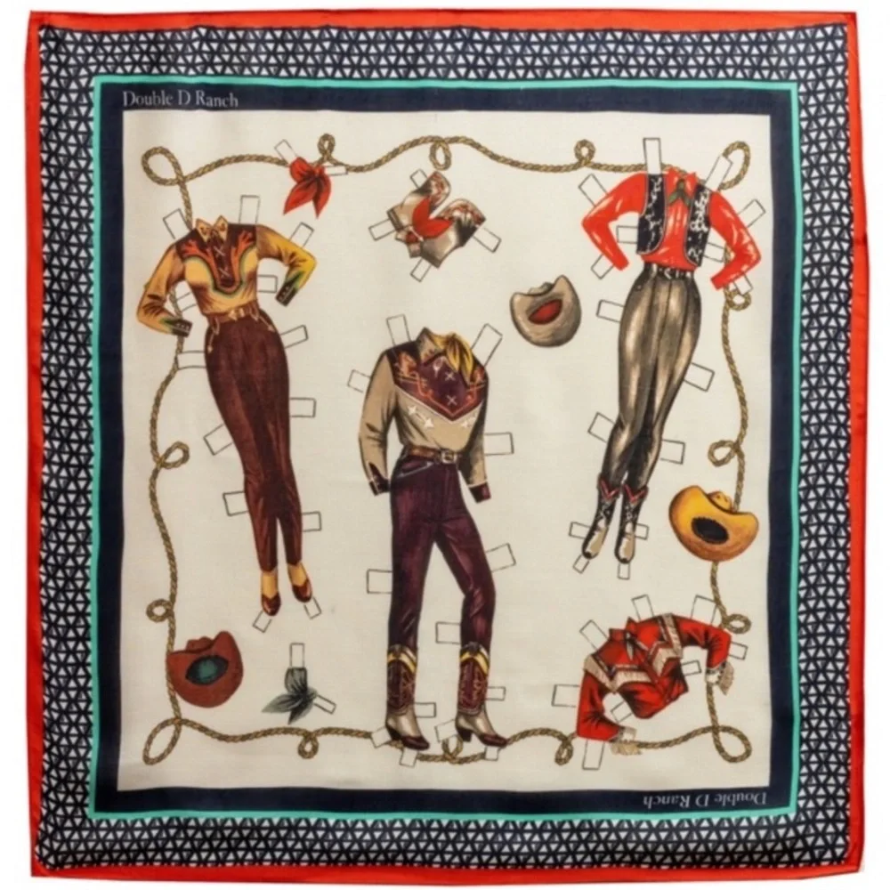 Double D Ranch Wear NEW "Paper Doll" Western Rodeo Scarf Bandana - Picture 1 of 1